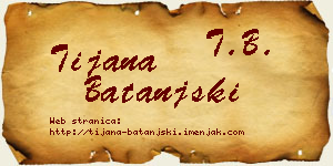 Tijana Batanjski vizit kartica